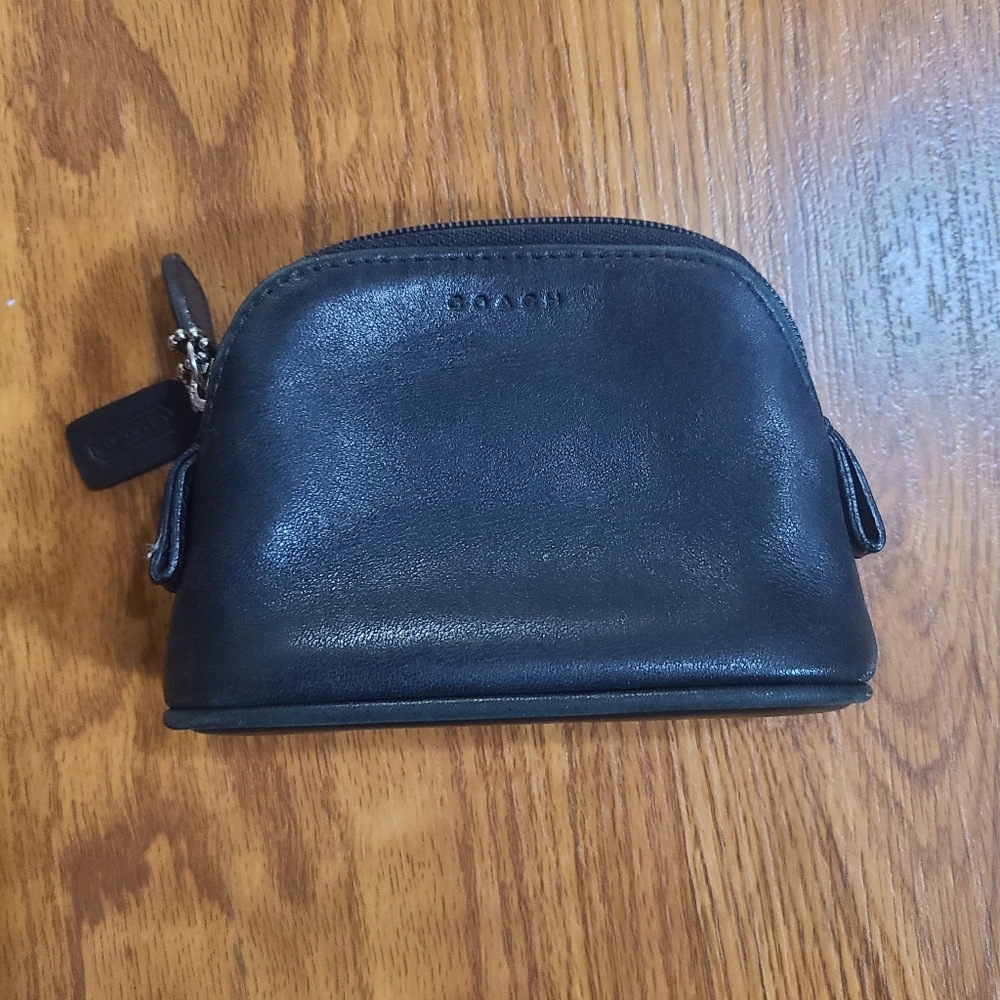 Rare Vintage Coach Black Leather Legacy Zip Coin Purse